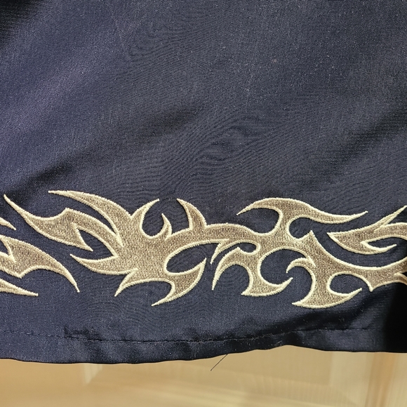 Vintage 90s No Boundaries Navy Blue Shirt with Silver Flames - Picture 2 of 5